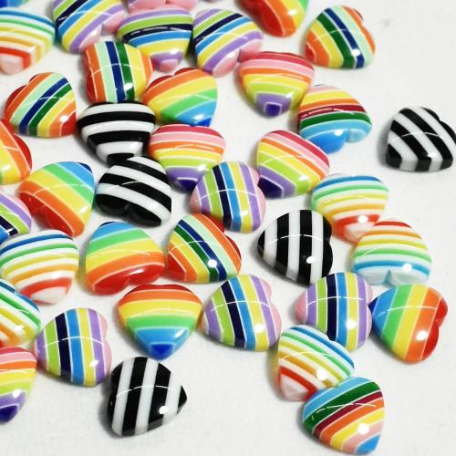 Fashion Resin Cabochons, Heart, stoving varnish, DIY, more colors for choice, 9mm, Approx 100PCs/Bag, Sold By Bag