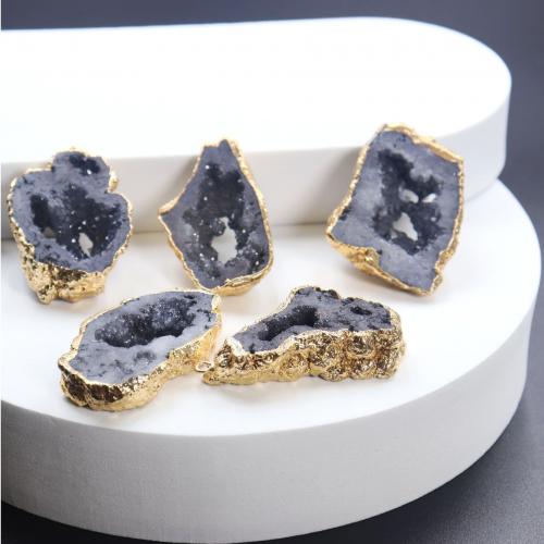 Agate Jewelry Pendants Ice Quartz Agate with Brass gold color plated fashion jewelry & druzy style & DIY & hollow grey Length about 30-50mm Hight about 40-60mm Sold By PC