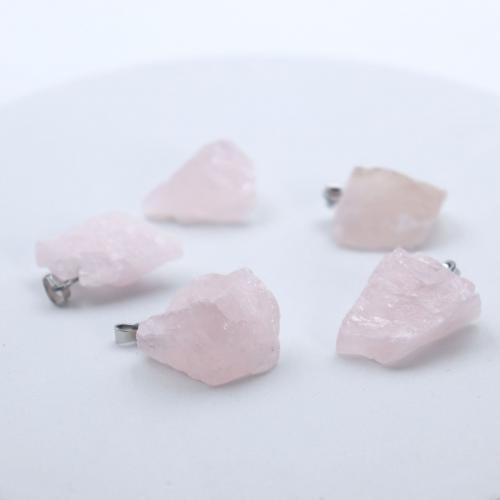 Μενταγιόν Φυσικό χαλαζία, Rose Quartz, κοσμήματα μόδας & DIY, ροζ, Length about 15-25mm, Sold Με PC