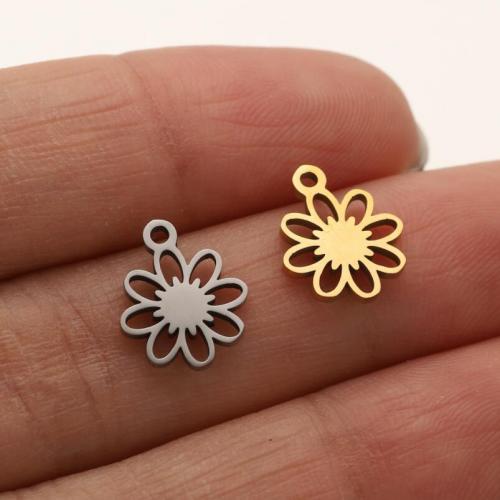 Stainless Steel Flower Pendant 304 Stainless Steel Vacuum Ion Plating fashion jewelry & DIY & hollow 10mm Sold By Bag