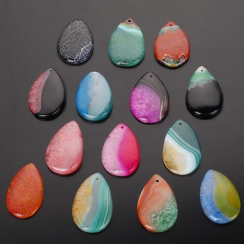 Ice Quartz Agate Pendant, Teardrop, polished, fashion jewelry & DIY, more colors for choice, 31x47mm, Sold By PC