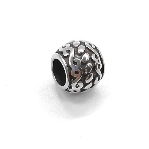 Spacer Beads Jewelry, Titanium Steel, Round, Antique finish, DIY & large hole, nickel, lead & cadmium free, Sold By PC