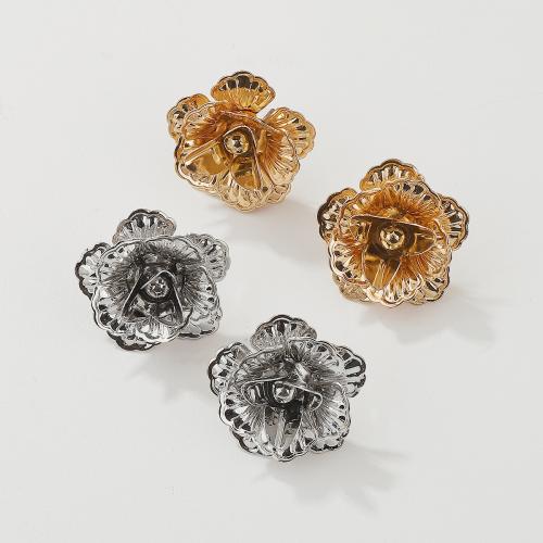 Iron Earring Flower plated fashion jewelry & for woman nickel lead & cadmium free Sold By Pair