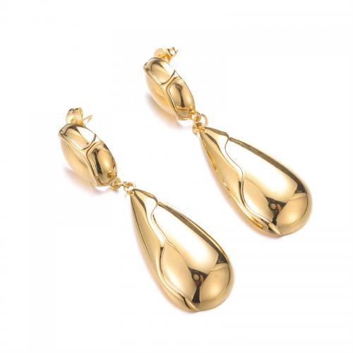 Stainless Steel Drop Earring, 304 Stainless Steel, fashion jewelry & for woman, golden, 55x17mm, Sold By Pair