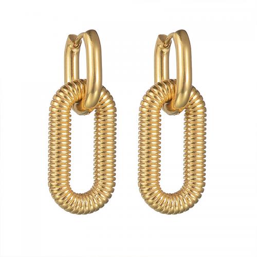 Stainless Steel Drop Earring, 304 Stainless Steel, fashion jewelry & for woman, golden, 35x14mm, Sold By Pair