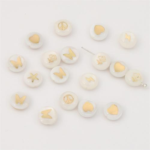 Natürliche Süßwasser Muschel Perlen, flache Runde, DIY & verschiedene Größen vorhanden & Emaille, keine, 2PCs/Tasche, verkauft von Tasche