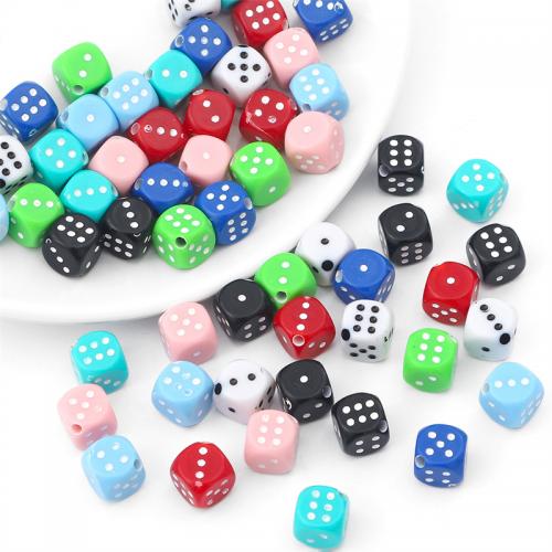 Acrylic Jewelry Beads, Cube, DIY & enamel, more colors for choice, 10mm, Approx 30PCs/Bag, Sold By Bag