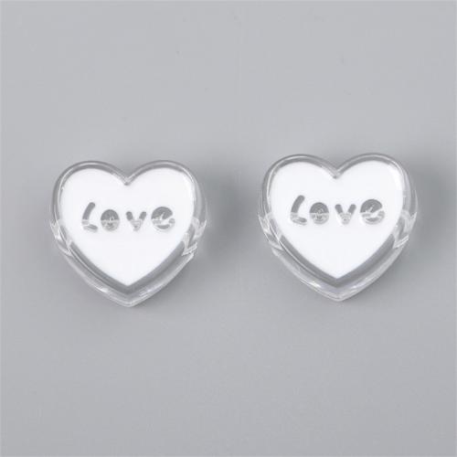 Transparent Acrylic Beads, Heart, DIY & enamel, more colors for choice, 24x22x9mm, Hole:Approx 4mm, 4PCs/Bag, Sold By Bag