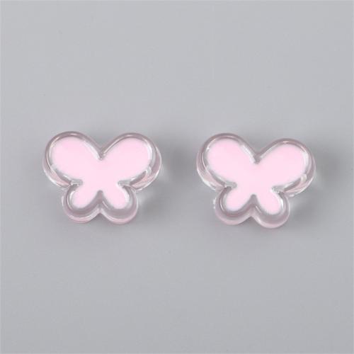 Transparent Acrylic Beads, Butterfly, DIY & enamel, more colors for choice, 24x18mm, Hole:Approx 4mm, 4PCs/Bag, Sold By Bag