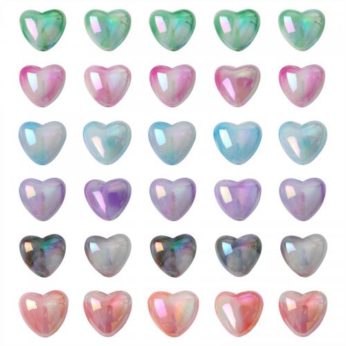 Akryl smykker perler, Heart, du kan DIY, flere farver til valg, 19x18mm, Hole:Ca. 2mm, 4pc'er/Bag, Solgt af Bag
