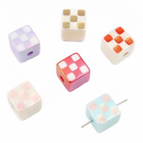 Perle acrylique, cube, DIY, plus de couleurs à choisir, 14mm, Trou:Environ 4mm, 4PC/sac, Vendu par sac