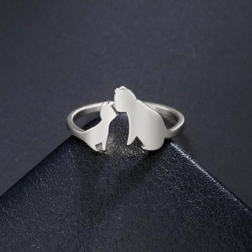 Stainless Steel Finger Ring 304 Stainless Steel Cat plated & for woman Sold By PC