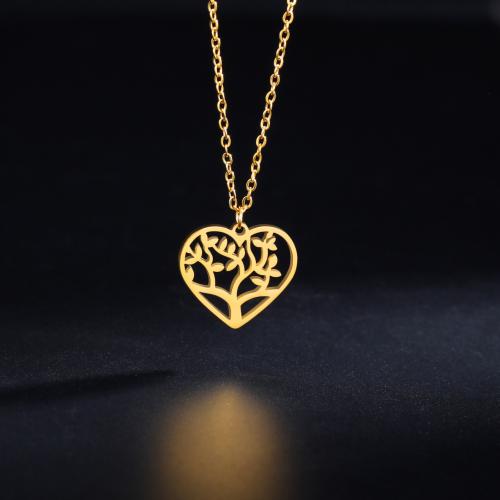 Nehrđajućeg čelika, nakit ogrlice, 304 nehrđajućeg čelika, s 5CM Produžetak lanac, Srce, pozlaćen, za žene & šupalj, više boja za izbor, Dužina 45 cm, Prodano By PC