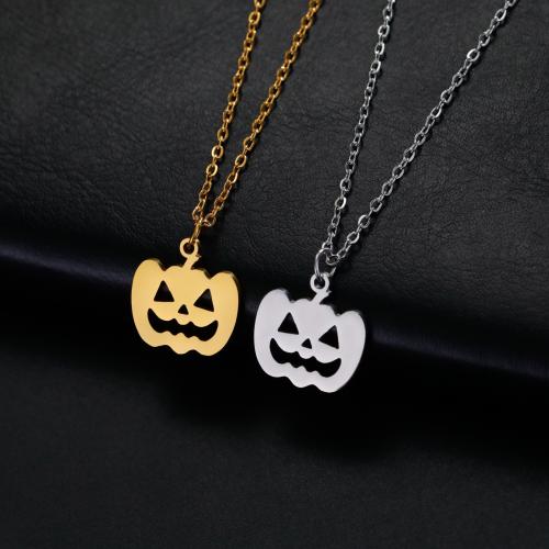 Stainless Steel Jewelry Necklace, 304 Stainless Steel, with 5CM extender chain, Pumpkin, plated, for woman & hollow, more colors for choice, 16.40x16.90mm, Length:45 cm, Sold By PC