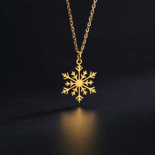 Stainless Steel Jewelry Necklace 304 Stainless Steel with 5CM extender chain Snowflake plated for woman & hollow Length 45 cm Sold By PC