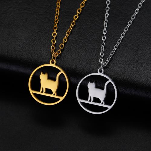 Stainless Steel Jewelry Necklace, 304 Stainless Steel, with 5CM extender chain, Cat, plated, for woman & hollow, more colors for choice, Length:45 cm, Sold By PC