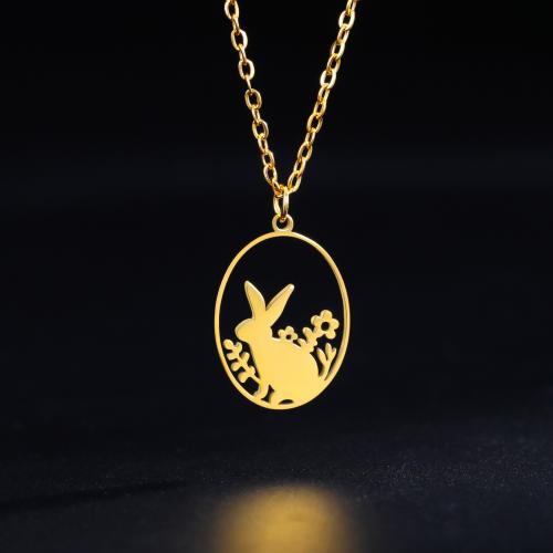 Stainless Steel Jewelry Necklace, 304 Stainless Steel, with 5CM extender chain, Rabbit, plated, for woman & hollow, more colors for choice, Length:45 cm, Sold By PC