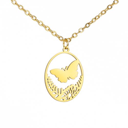 Stainless Steel Jewelry Necklace, 304 Stainless Steel, with 5CM extender chain, Butterfly, plated, for woman & hollow, more colors for choice, Length:45 cm, Sold By PC