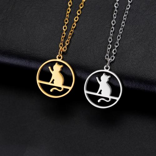 Stainless Steel Jewelry Necklace, 304 Stainless Steel, with 5CM extender chain, Cat, plated, for woman & hollow, more colors for choice, Length:45 cm, Sold By PC