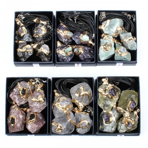 Bijoux Pendentifs en pierres gemmes, agate quartz de glace, Placage de couleur d'or, DIY, plus de couleurs à choisir, about:26*36mm-30*50mm, 4PC/boîte, Vendu par boîte