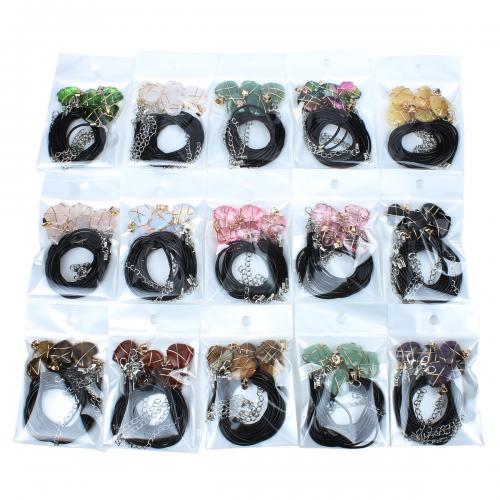 Halskettingen met edelstenen, Edelsteen, met Koreaans + Korea, Hart, mode sieraden, meer kleuren voor de keuze, 20x25x9mm, Lengte Ca 40 cm, 5pC's/Bag, Verkocht door Bag
