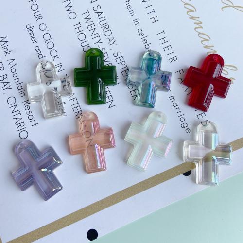 Resin Pendant, Cross, DIY, more colors for choice, 35x27x7mm, 10PCs/Bag, Sold By Bag