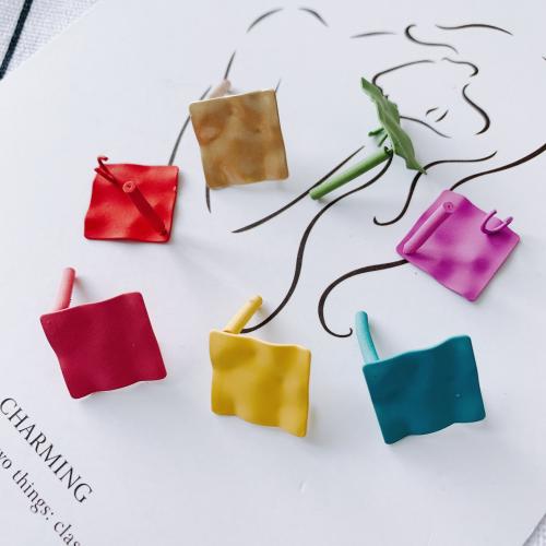Iron Earring Post,  Square, painted, DIY, more colors for choice, 19x19mm, 10PCs/Bag, Sold By Bag