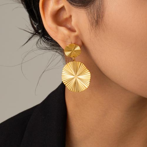 Stainless Steel Drop Earring 304 Stainless Steel Round plated fashion jewelry golden Sold By Pair