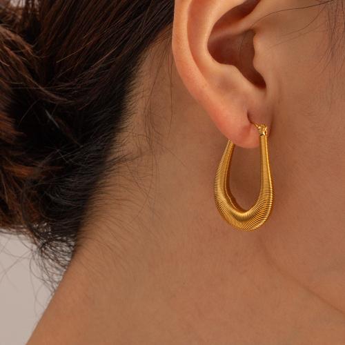 Stainless Steel Lever Back Earring, 304 Stainless Steel, plated, fashion jewelry, golden, 25.70x33mm, Sold By Pair
