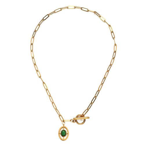 Stainless Steel Jewelry Necklace 304 Stainless Steel with turquoise fashion jewelry & for woman gold nickel lead & cadmium free Length Approx 45 cm Sold By PC