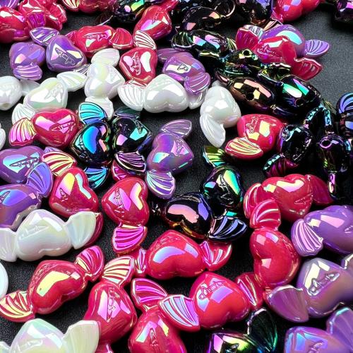 Plated Acrylic Beads, Angel Wing, UV plating, DIY, more colors for choice, 20mm, Approx 200PCs/Bag, Sold By Bag