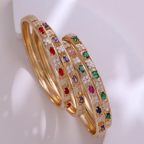 Brass Bracelet & Bangle, gold color plated, fashion jewelry & micro pave cubic zirconia & for woman & hollow, more colors for choice, nickel, lead & cadmium free, Inside Diameter:60mm, Sold By PC
