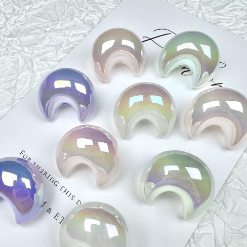 Plated Acrylic Beads, Moon, colorful plated, random style & DIY & different styles for choice, more colors for choice, 23x25mm, Approx 200PCs/Bag, Sold By Bag