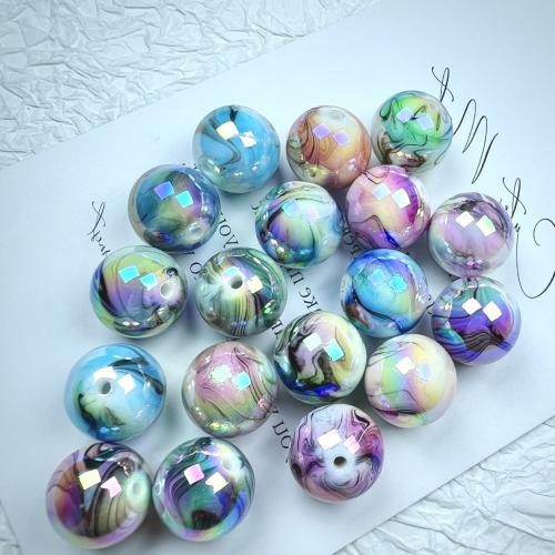 Plated Acrylic Beads, Round, random style & DIY, multi-colored, 16mm, Approx 200/Bag, Sold By Bag