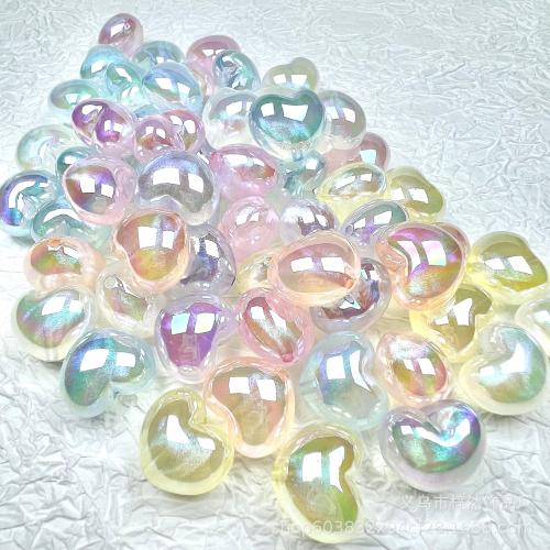 Perles  acrylique plaqué , coeur, envoyé au hasard, plus de couleurs à choisir, 23mm, Environ 200PC/sac, Vendu par sac