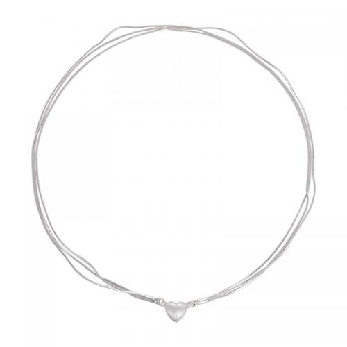 Messing Halskette, Herz, plattiert, Modeschmuck & mehrschichtig & für Frau, frei von Nickel, Blei & Kadmium, Länge:ca. 43.5 cm, verkauft von PC