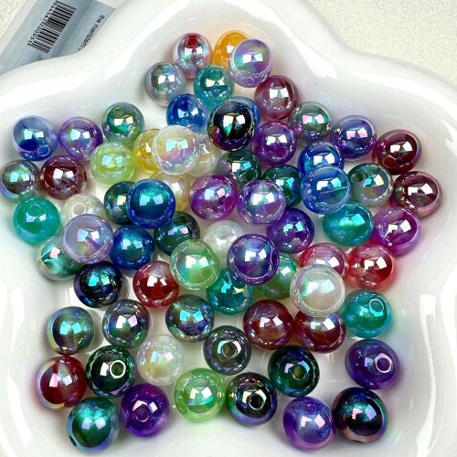 Plated Acrylic Beads, Round, random style & DIY & different size for choice, multi-colored, Approx 200PCs/Bag, Sold By Bag