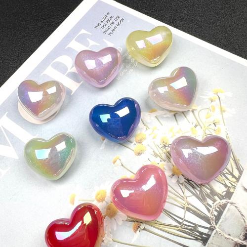Plated Acrylic Beads Heart random style & DIY multi-colored 24mm Approx Sold By Bag