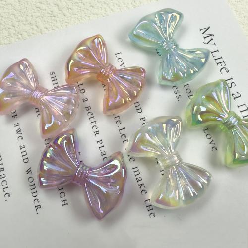 Plated Acrylic Beads, Bowknot, colorful plated, DIY, more colors for choice, 22x29mm, Approx 200PCs/Bag, Sold By Bag