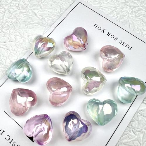 Plated Acrylic Beads, Heart, colorful plated, DIY & luminated, more colors for choice, 20mm, Approx 200PCs/Bag, Sold By Bag