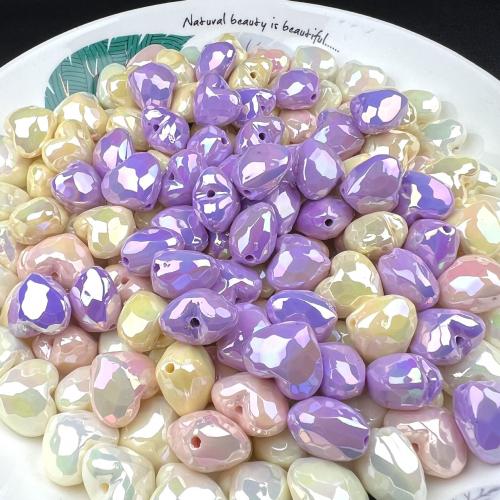 Plated Acrylic Beads, Heart, colorful plated, DIY & luminated, more colors for choice, 21mm, Approx 200PCs/Bag, Sold By Bag