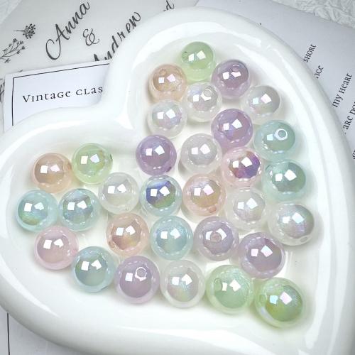 Plated Acrylic Beads, Round, UV plating, random style & DIY & luminated, multi-colored, 16mm, Approx 200PCs/Bag, Sold By Bag