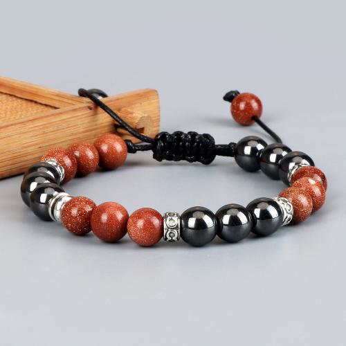Gemstone Bracelets Wax Cord with Gemstone Adjustable & fashion jewelry & Unisex 8mm Length Approx 17-28 cm Sold By PC