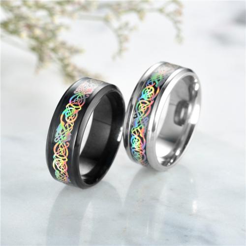 Prst prsten z nerezové oceli, 304 Stainless Steel, módní šperky & unisex & různé velikosti pro výběr, více barev na výběr, nikl, olovo a kadmium zdarma, 8mm, Prodáno By PC