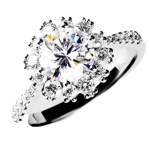 Brass Cuff Finger Ring Flower platinum plated micro pave cubic zirconia & for woman US Ring Sold By PC
