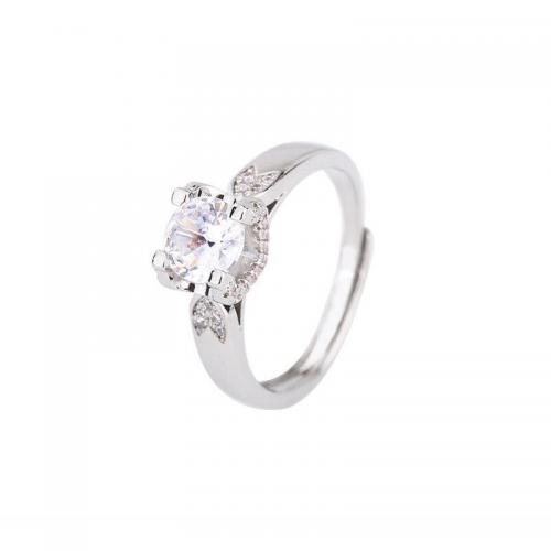 metal Anillo de dedo Cuff, Patrón Geométrico, chapado en platina real, para mujer & con diamantes de imitación, tamaño:6-8, Vendido por UD