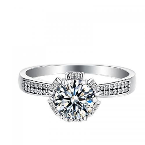 metal Anillo de dedo Cuff, Flor, chapado en platina real, para mujer & con diamantes de imitación, tamaño:6-8, Vendido por UD