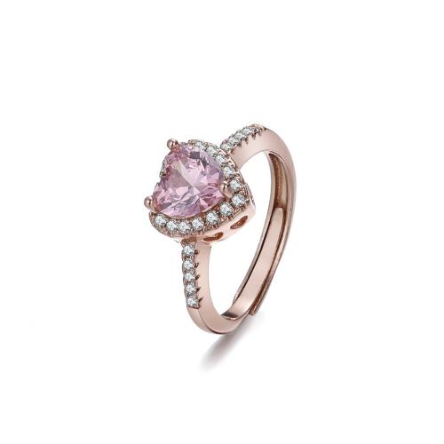 metal Anillo de dedo Cuff, Corazón, chapado, para mujer & con diamantes de imitación, más colores para la opción, tamaño:6-8, Vendido por UD