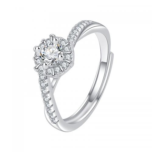 Латунь Манжеты палец кольцо, Геометрический узор, покрытый платиной, Женский & со стразами, размер:6-8, продается PC