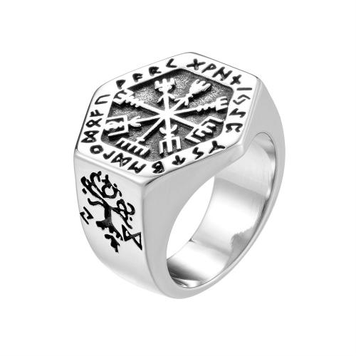 316L Stainless Steel Finger Ring Compass plated & for man & blacken US Ring Sold By PC